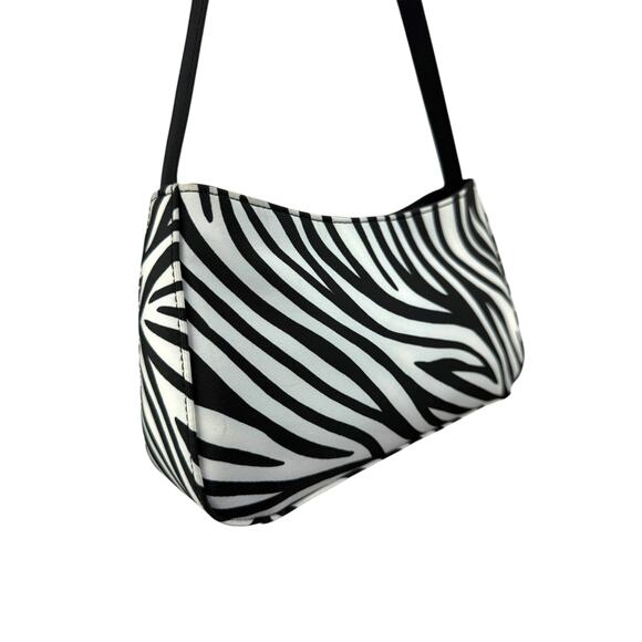 90's KATHY IRELAND zebra print nylon mini shoulder bag - Picture 3 of 5